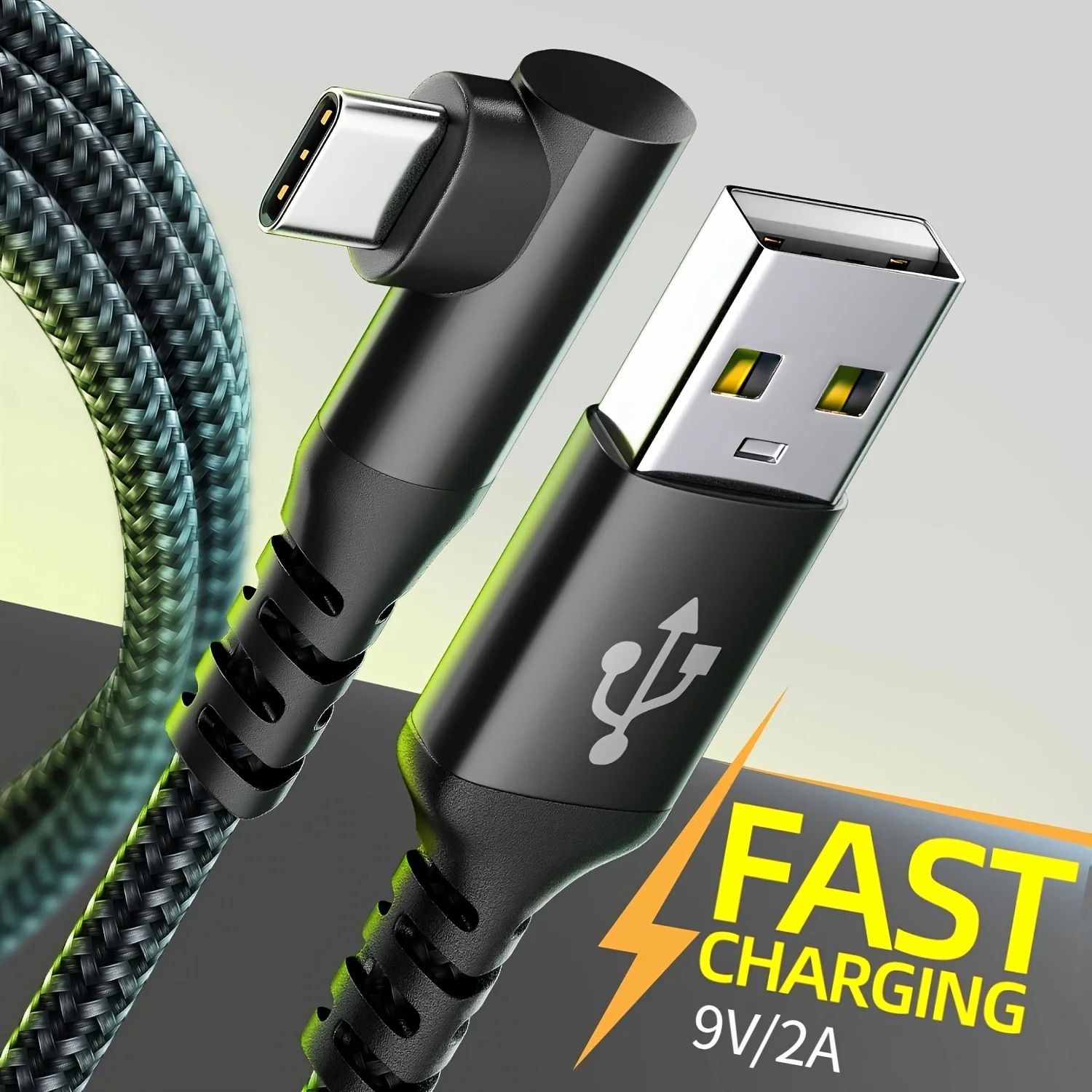 USB Type C Charger Cable Right Angle for iPhone 16 Charger Nylon Braided Cord for iPhone 15 16 Pro M