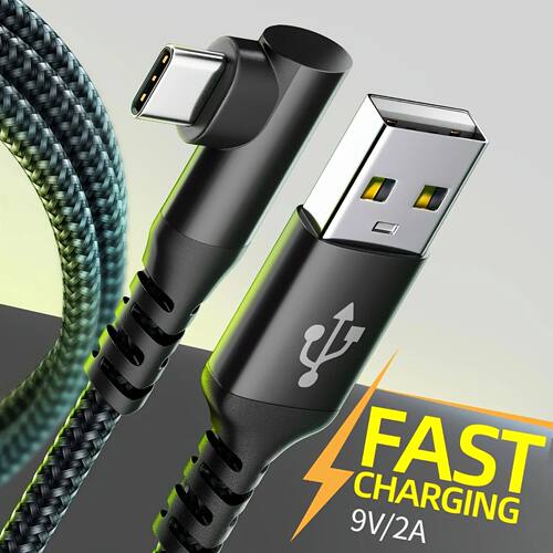 USB Type C Charger Cable Right Angle for iPhone 16 Charger Nylon Braided Cord for iPhone 15 16 Pro M