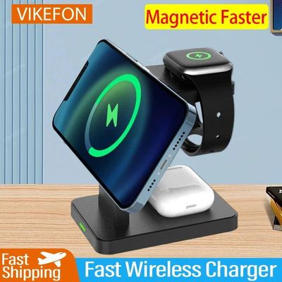 3In1 Magnetic Wireless Charger Stand for iPhone 15 14 13 Pro