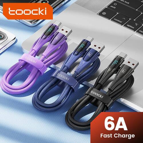 100W USB To Type C Cable 6A Quick Charging USB Type C Cable Digital Display Data Cord For MacBook Re