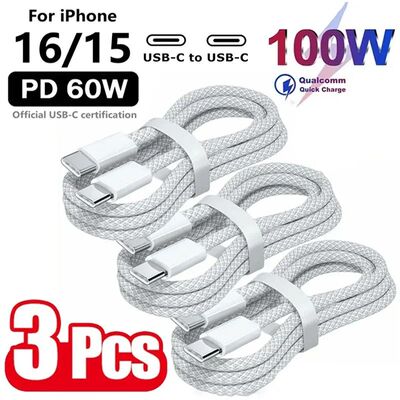 3PCS USB C Cable to USB C 100W Quick Charging Charger Cable