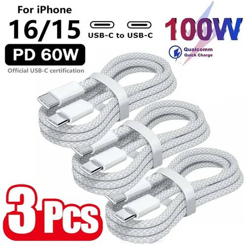 3PCS USB C Cable to USB C 100W Quick Charging Charger Cable