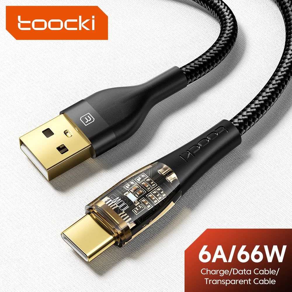 6A 66W USB Type C Cable Wire for Samsung Huawei Poco f3 Mobile Phone Quick Charging Cable Type C Cor