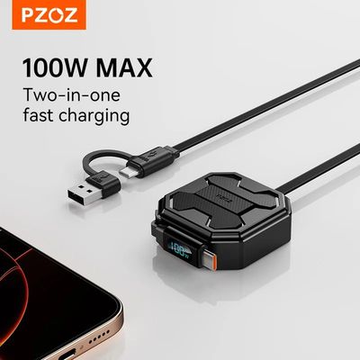 100W C to C Retractable Cable USB to Type C Lightning Digital Display PD Quick Charging Cable Data W