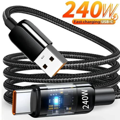 240W USB C Cable USB Type C Quick Charging Cable PD Quick Charger Line For Samsung IPhone LED Data C