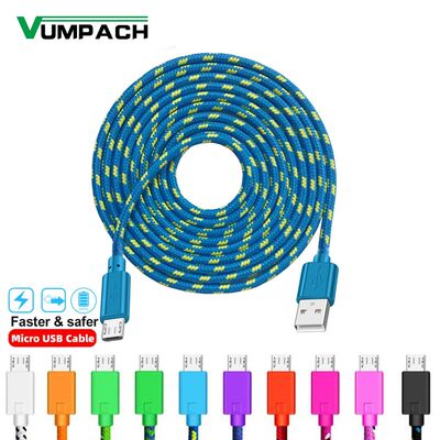 Nylon Braided Micro USB Cable 1m/2m/3m Data Sync USB Charger Cable For Samsung HTC LG Huawei Android