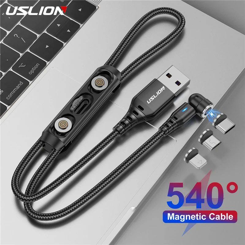 3In1 540 Rotate 5A Magnetic Cable Quick Charging Micro USB Type C Cable Plug Storege Box Magnet Char