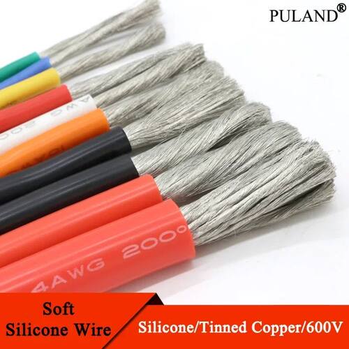 1M/5M Heat-resistant cable 30 28 26 24 22 20 18 16 15 14 13 12 10 AWG Ultra Soft Silicone Wire High
