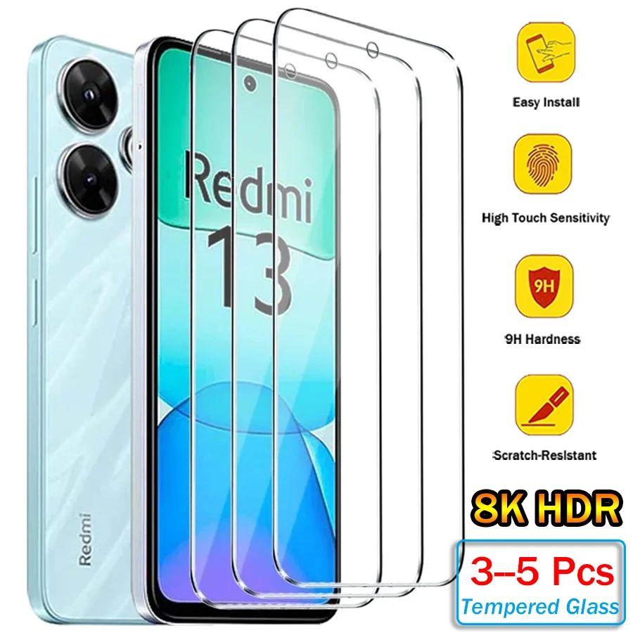 3/5Pcs Tempered Glass For Redmi Note 13 12 Pro Screen Protector For Redmi Note 13 12 13C 12C Cover G