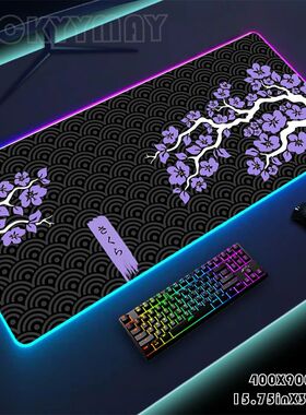 RGB Gaming Mousepad Sakura Mouse Mat LED Large Gamer Desk Pa