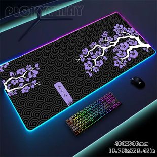 RGB Gaming Mousepad Sakura Mouse Mat LED Large Gamer Desk Pa