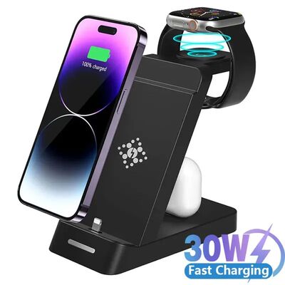 3In1 Quick Wireless Charger Stand For iPhone 15 14 13 12 11