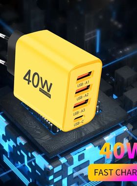 PD 40W EU/US Plug USB Type C Charger Quick Charging 4 In1 Portable Adapter Quick Charging US/EU Plug