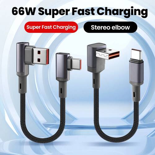 15/25/50cm Short 66W Quick Charging Type C Cable 90° Elbow USB C For iphone 15 16 17 Huawei Power B