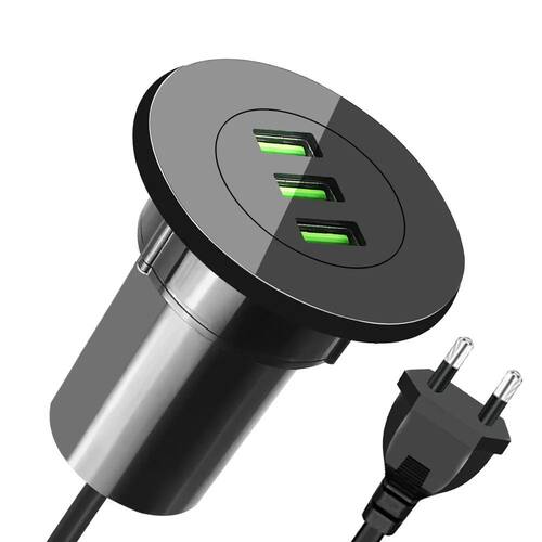 3 USB Desktop Charger 5V 3.1A Office Home Desk Hole Charge Station Universal Mobile Phone Charger US