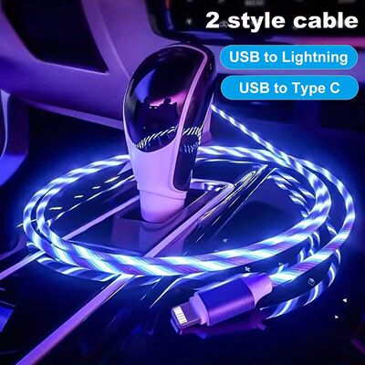 Streamer Charger Cable LED Light Up Lightning TypeC Cable USB Quick Charger Cord for iPhone 14 13 12