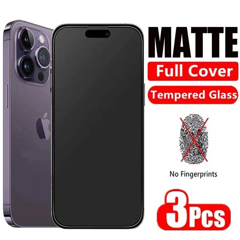 3Pcs Matte Tempered Glass for iPhone 14 12 11 13 Pro Max 7 8 Plus Frosted Screen Protectors for iPho