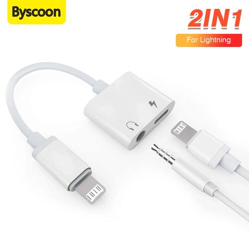 2In1 earphones Jack Charger Adapter AUX Cable For iPhone 14