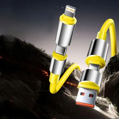 4In1 240W Quick Charging Cable for iPhone15 16 17 Android USB Type C Charger Cable Multi Port Multip