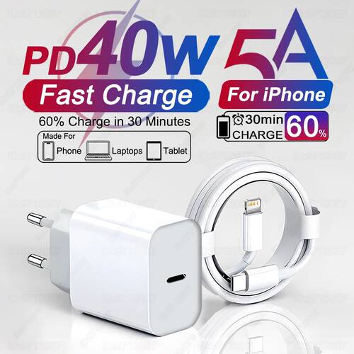 40W For iPhone Charger USB Type C Quick Charger For iPhone 1