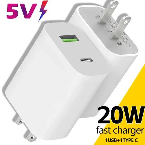 5V USB C Wall Charger Block 20W Dual Port PD Power Type C Charging Plug For iPhone iPad Samsung Gala