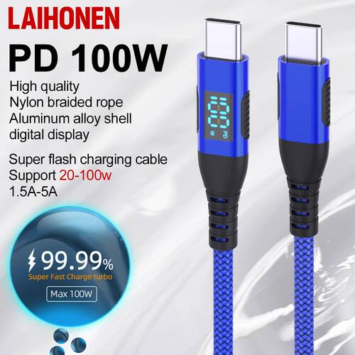 100W USB Type C To USB CCable 100W Quick Charging Charger Wi