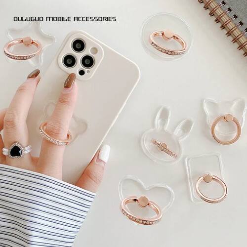 Diamond Finger Ring Holder Clear Transparent Buckle for Cell