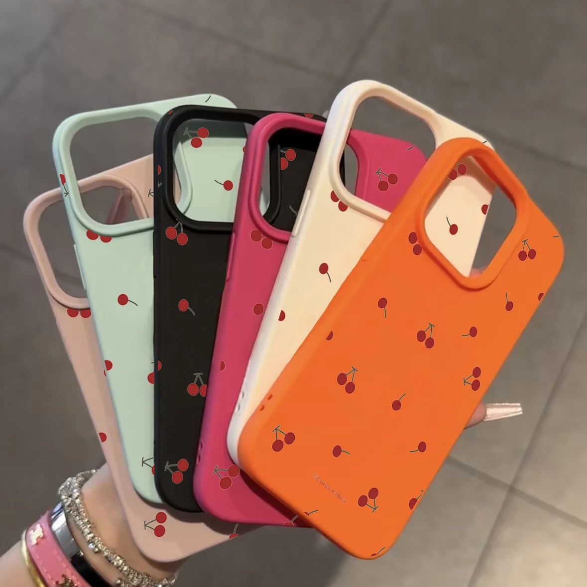 Cute Cartoon Cherry Lichee Pattern Silicone Phone Case For I