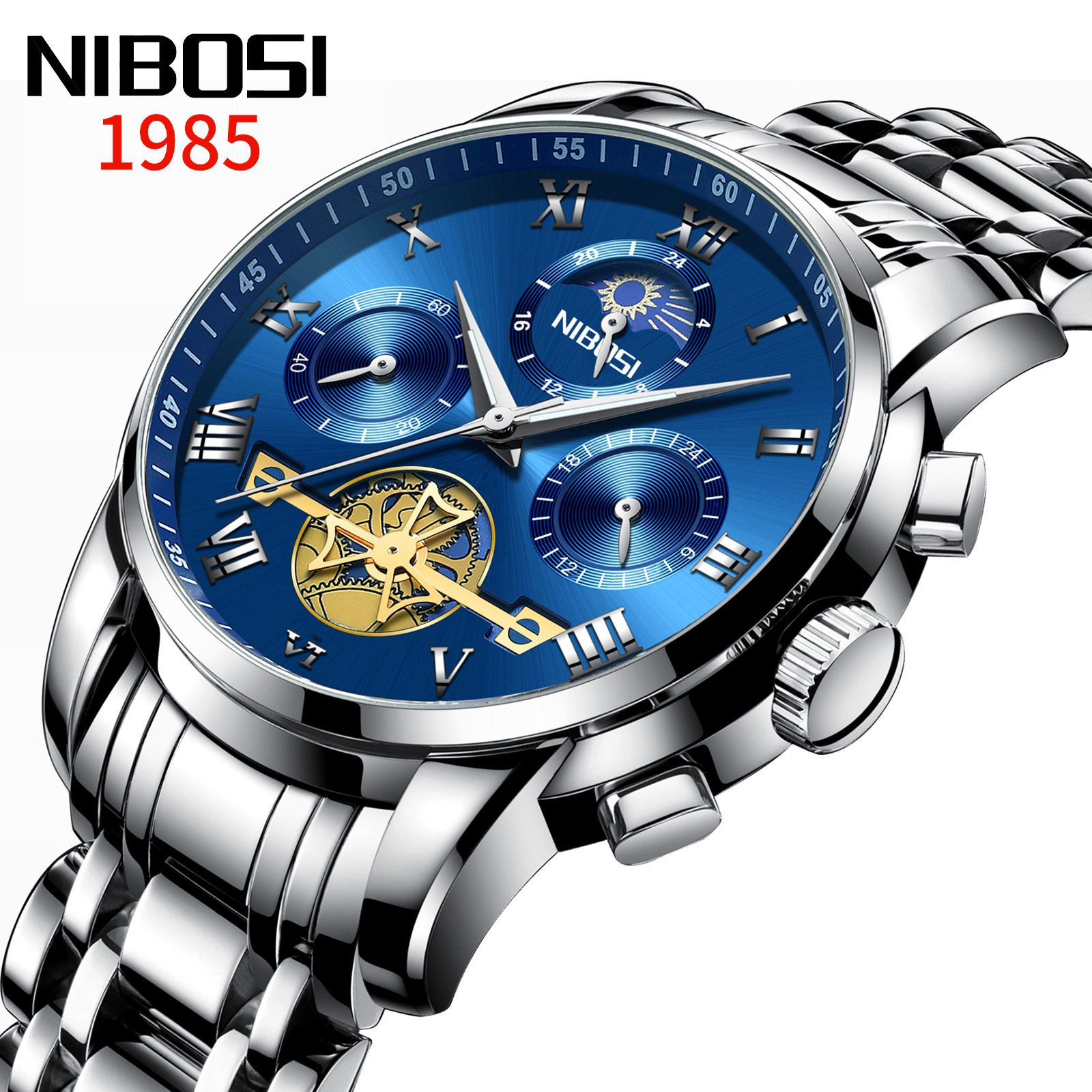 Top Men's Watches Classic Roman Scale Dial Luxury Wrist Watc
