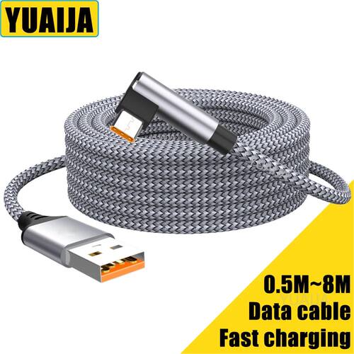 6A USB C Elbow Type C Quick Charge Cable 3m 5m Phone Extend Charging Cable for Samsung Huawei Oppo O