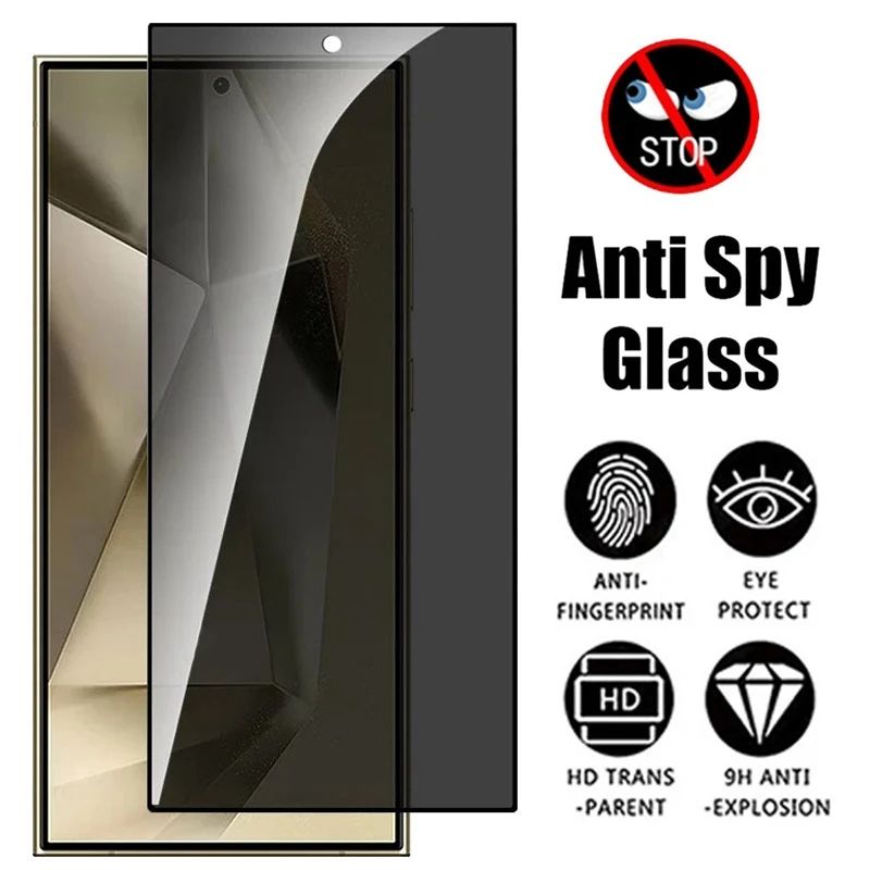 Privacy Tempered Glass for Samsung Galaxy S24 Ultra S24+ Plus Fingerprint Unlocking Anti-spy Screen