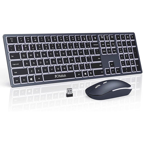 Wireless Led Backlit Keyboard And Mouse Combo 2.4g Usb Silen