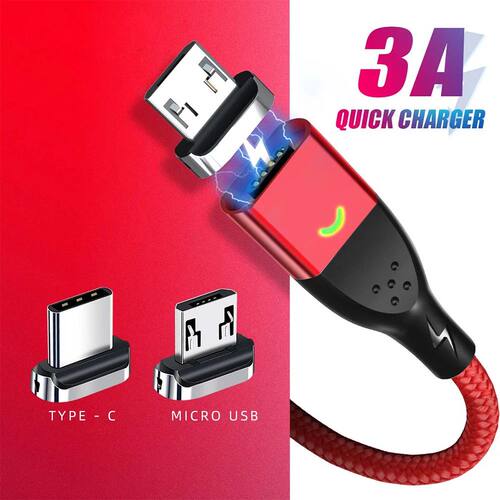 3A USB C Cable 4Pin Magnetic Cable Quick Charging Data Transfer For AndroidUSB Charger Magnet Type C