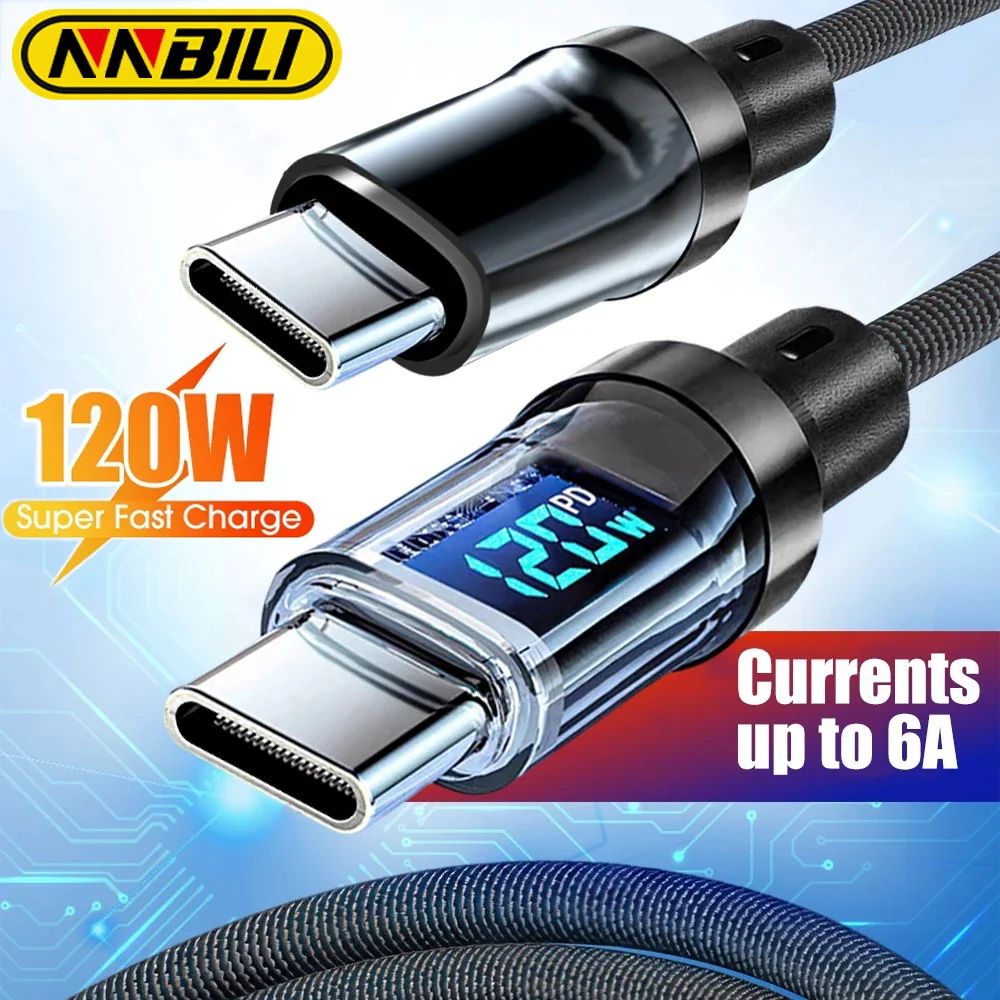 120W USB A to Type C Digital Display Cable Quick Charging PD USB C to C Cable For iPhone 15 14 HUAWE