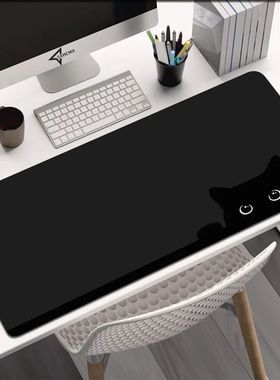 Black Mouse Pad Kawaii Cat Cute Desk Mat Laptop Gaming Mouse