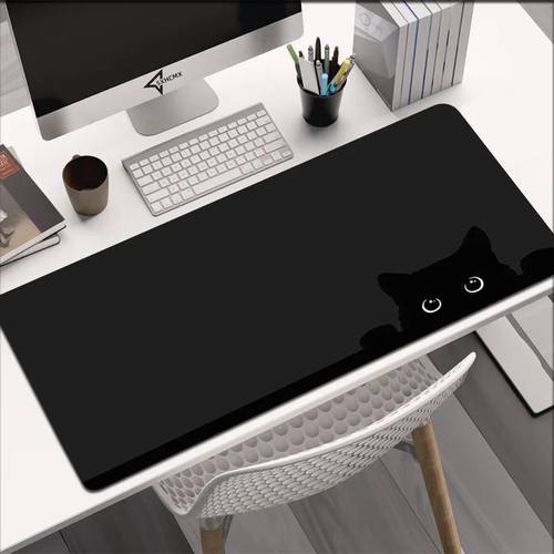 Black Mouse Pad Kawaii Cat Cute Desk Mat Laptop Gaming Mouse
