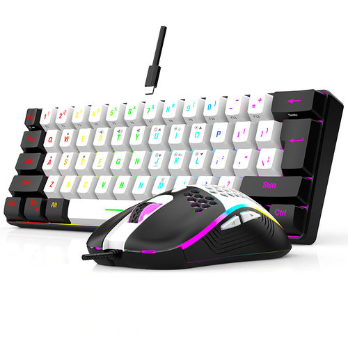 61 Key Mechanical Feel Wired Gaming Keyboard Mouse Set Usb
