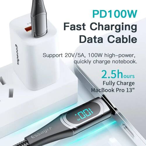 USB To Type C Cable C To C 100W/5A PD Quick Charging Charger Wire Cord For Macbook Samsung Type C US
