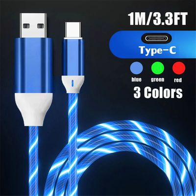 Flow Luminous LED Charging Cable 3A Quick Charging USB A to Type C For iPhone 16 15 USB Wire LED Cab
