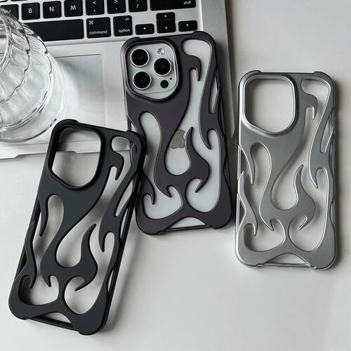 Fashion Matte 3D Hollowed Flame Phone Case For iphone 16 Pro