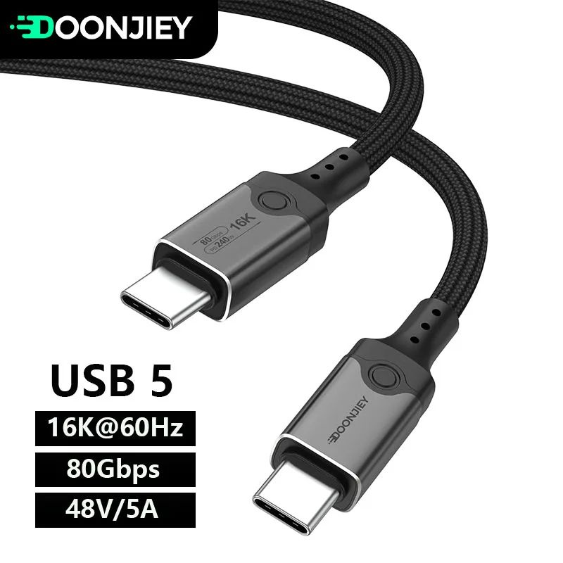 16K USB 5 Thunderbolt Cable 4K@544Hz 80Gbps Type C TO USB-C Cable PD240W Type-c Charge Cable for Mac