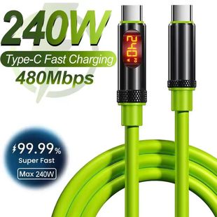 240W USB C To Type C Cable LED Display Quick Charging Cables Dual Type-C PD 27W Lightning Charger Da