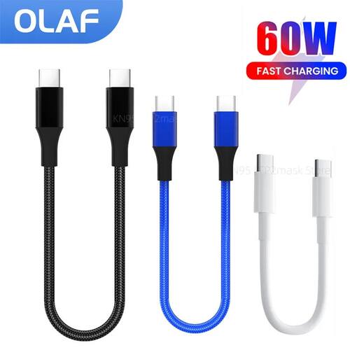 Short 30cm Type C to USB C Cable Quick Charging For Iphone15 Samsung Huawei Power BanK 25cm USB To T