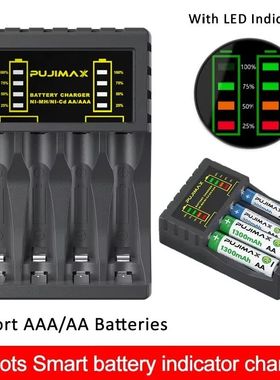 4 Slots Intelligent Ni-Mh Battery Charger For Rechargeable Charger Cable 1.2V AA Ni-MH Battery With