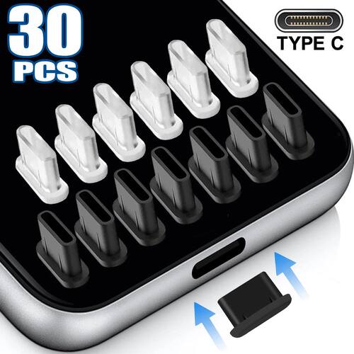 Universal Type-C Dust Plugs Soft Silicone USB C Charging Por
