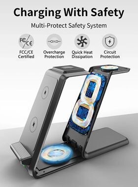 3In1 Wireless Charger Stand for iPhone 15 14 13 12 Pro Max A