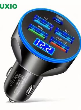 250W 5In1 USB Car Charger Type C PD 12V Cigar Jack Quick Charging Adapter for iPhone 12 Pro Max 14 P