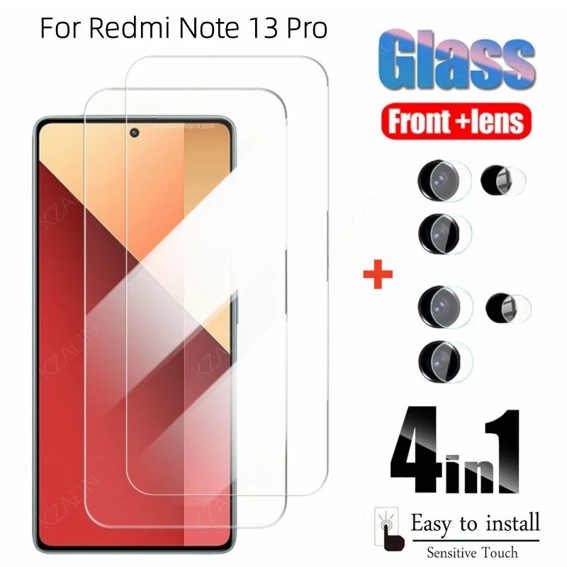 4in1 Tempered Glass For Redmi Note 13 Pro 5G Full Coverage Screen Protector For Redmi Note 13Pro 4G