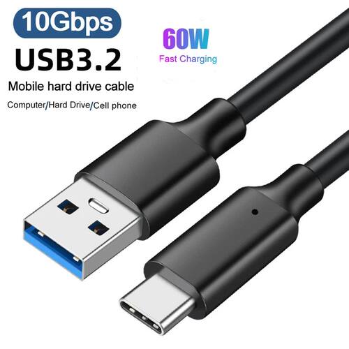 USB3.2 10Gbps Type C Cable USB A to Type-C 3.2 Data Transfer USB C SSD Hard Disk Cable PD 60W 3A Qui