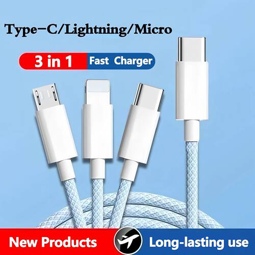 100W USB C to Type C Cable Charger Cord 3In1 Cables For iPho